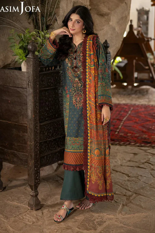 Picture of Asim Jofa - Winter Collection - AJUW-21 EMBROIDERED VISCOSE 3 Pcs - Unstitched - Available at Raja Sahib