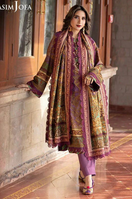 Picture of Asim Jofa - Winter Collection - AJUW-22 EMBROIDERED VISCOSE 3 Pcs - Unstitched - Available at Raja Sahib