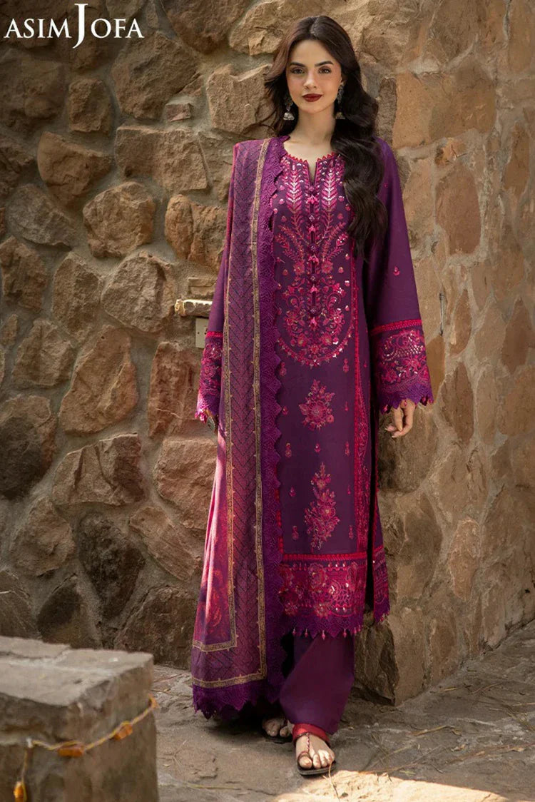 Picture of Asim Jofa - Winter Collection - AJUW-29 EMBROIDERED VISCOSE 3 Pcs - Unstitched - Available at Raja Sahib