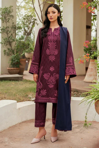 Picture of Jazmin - Winter Prints Vol 2 - EMBROIDERED JACQUARD KHADDAR UW-0115 - Unstitched - Available at Raja Sahib