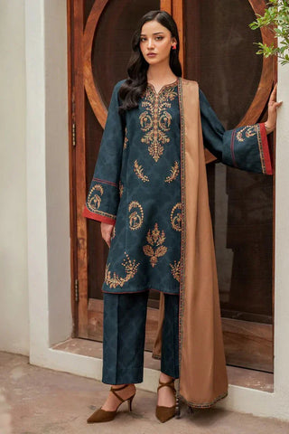 Picture of Jazmin - Winter Prints Vol 2 - EMBROIDERED JACQUARD KHADDAR UW-0116 - Unstitched - Available at Raja Sahib