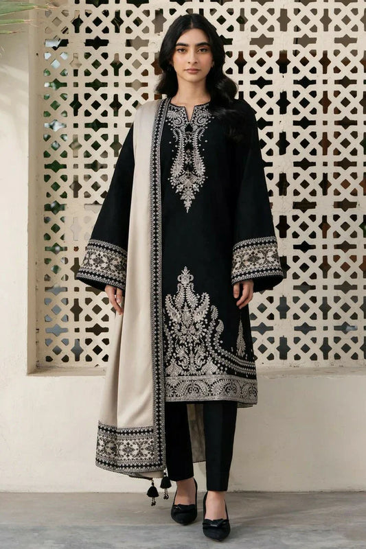 Picture of Jazmin - Winter Prints Vol 3 - EMBROIDERED JACQUARD KHADDAR UW-0129 - Unstitched - Available at Raja Sahib