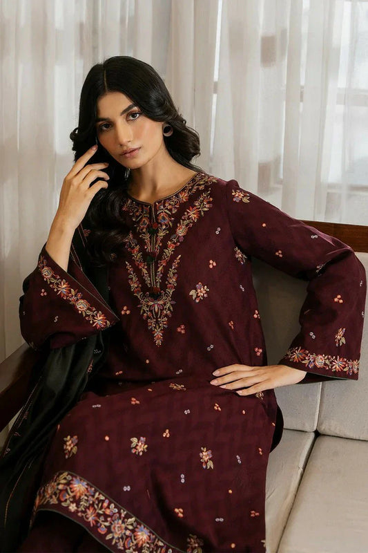 Picture of Jazmin - Winter Prints Vol 3 - EMBROIDERED JACQUARD KHADDAR UW-0130 - Unstitched - Available at Raja Sahib