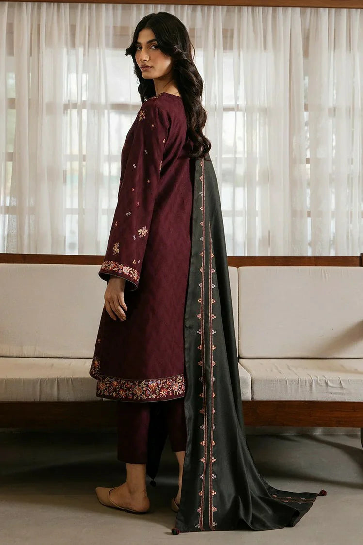 Picture of Jazmin - Winter Prints Vol 3 - EMBROIDERED JACQUARD KHADDAR UW-0130 - Unstitched - Available at Raja Sahib