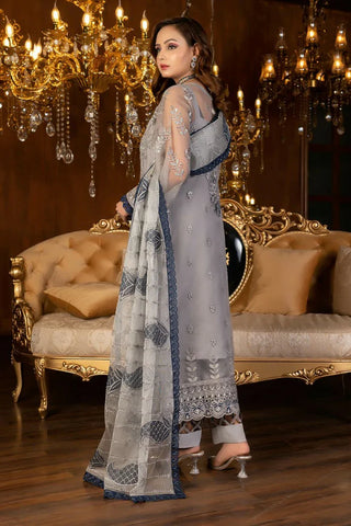 Janique - Luxury Chiffon Collection Vol 4 - D-033 Metallic grey - Unstitched