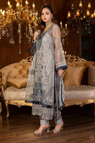 Picture of Janique - Luxury Chiffon Collection Vol 4 - D-033 Metallic grey - Unstitched - Available at Raja Sahib