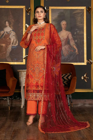 Janique - Luxury Chiffon Collection Vol 4 - D-034 International Orange - Unstitched