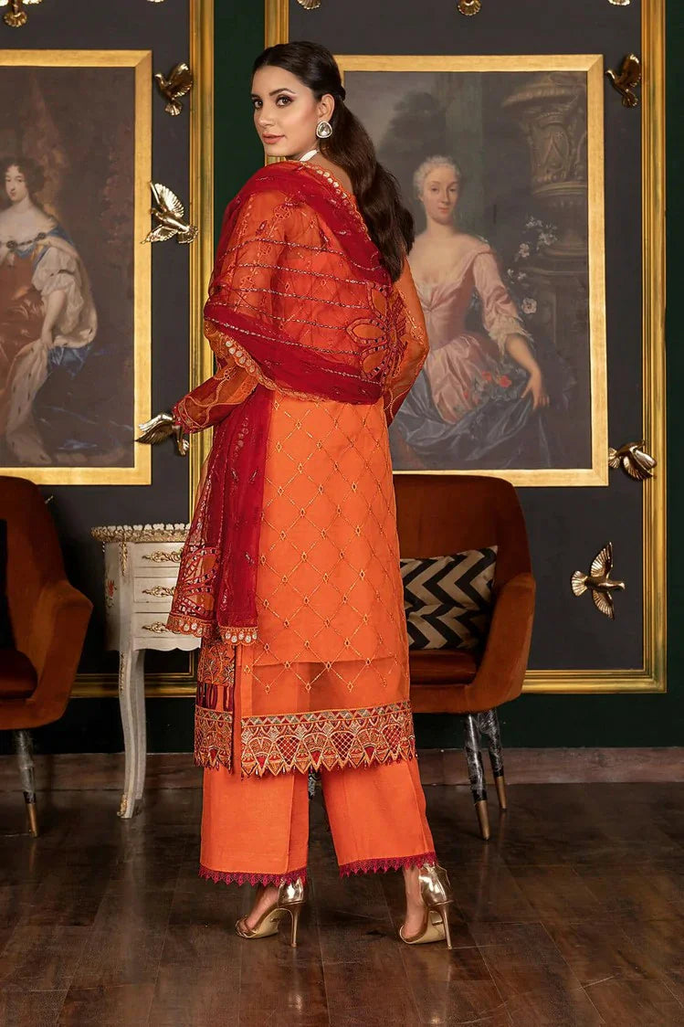 Picture of Janique - Luxury Chiffon Collection Vol 4 - D-034 International Orange - Unstitched - Available at Raja Sahib