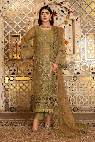 Picture of Janique - Luxury Chiffon Collection Vol 4 - D-035 Saffron - Unstitched - Available at Raja Sahib