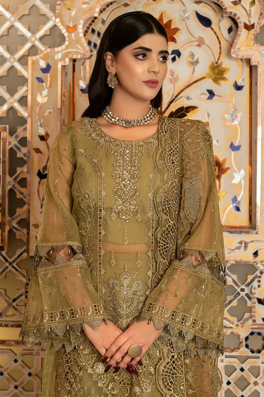 Picture of Janique - Luxury Chiffon Collection Vol 4 - D-035 Saffron - Unstitched - Available at Raja Sahib