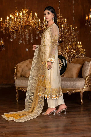 Janique - Luxury Chiffon Collection Vol 4 - D-037 Gold - Unstitched