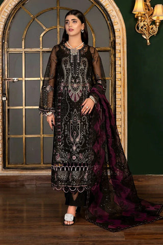 Janique - Luxury Chiffon Collection Vol 4 - D-038 Raven black - Unstitched