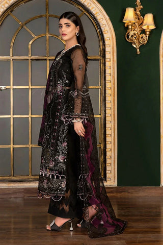 Janique - Luxury Chiffon Collection Vol 4 - D-038 Raven black - Unstitched