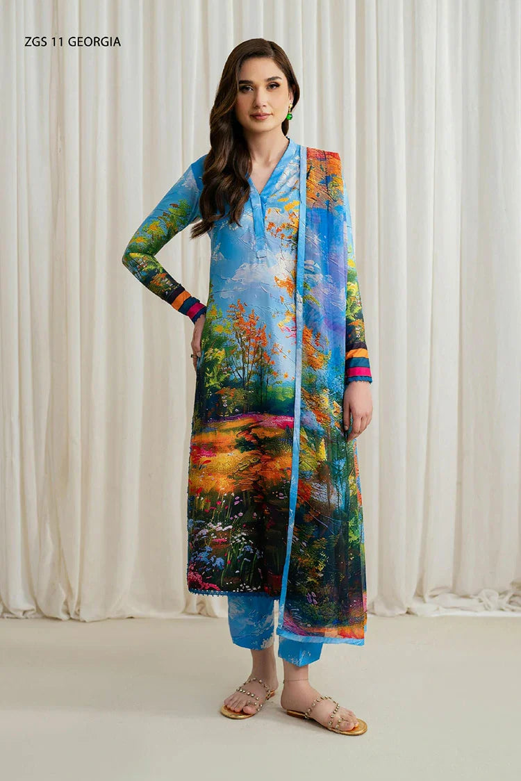 Picture of Zarif - Printed Georgette Silk Collection - ZGS-11 Georgia - Unstitched - Available at Raja Sahib