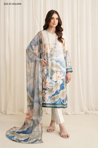 Zarif - Printed Georgette Silk Collection - ZGS-03 Aslaan - Unstitched