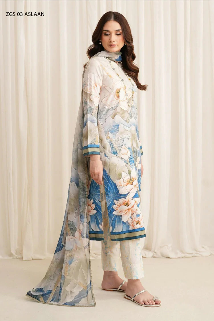 Picture of Zarif - Printed Georgette Silk Collection - ZGS-03 Aslaan - Unstitched - Available at Raja Sahib