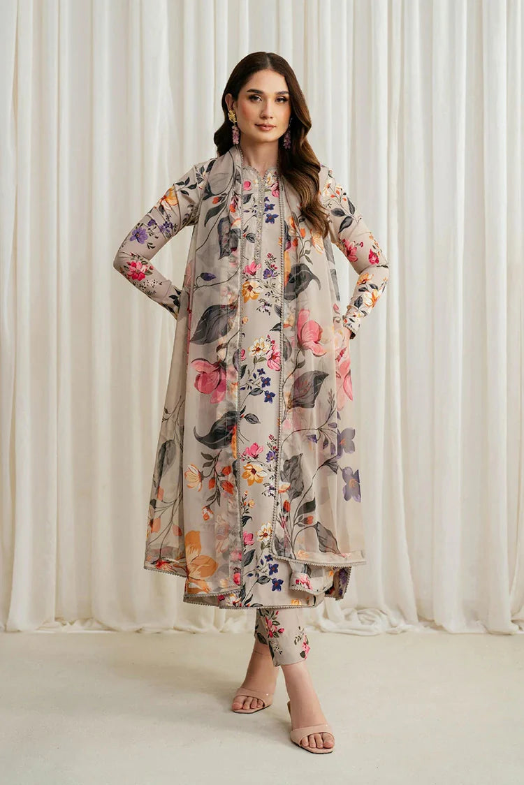 Picture of Zarif - Printed Georgette Silk Collection - ZGS-05 Beige - Unstitched - Available at Raja Sahib