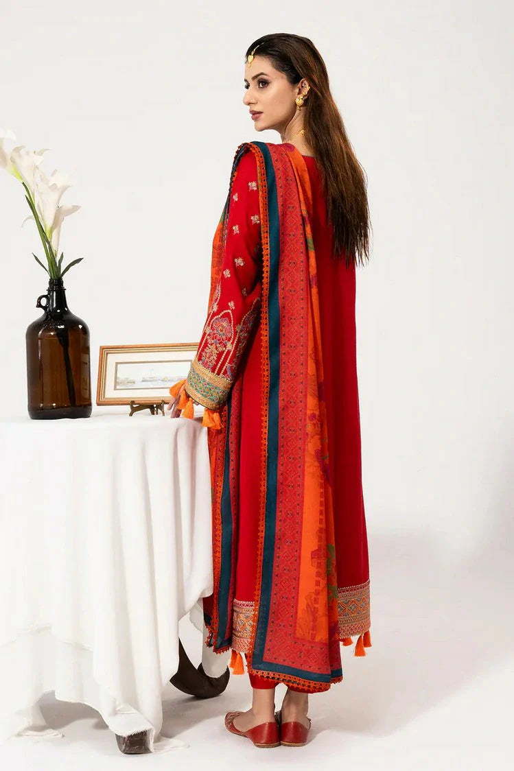 Picture of Saad Shaikh - Luminaa Karandi Collection - 01 Crimson - Unstitched - Available at Raja Sahib