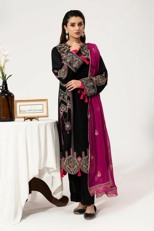 Saad Shaikh - Luminaa Karandi Collection - 02 Onyx - Unstitched