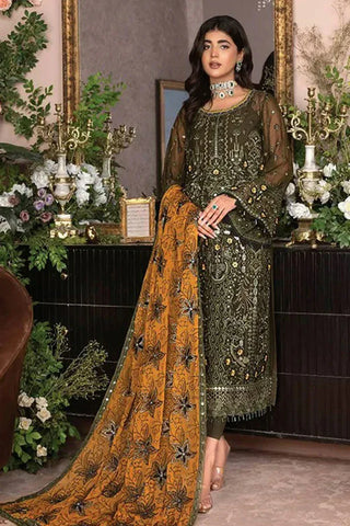 Janique - Luxury Chiffon Collection Vol 6 - 04 Olive - Unstitched