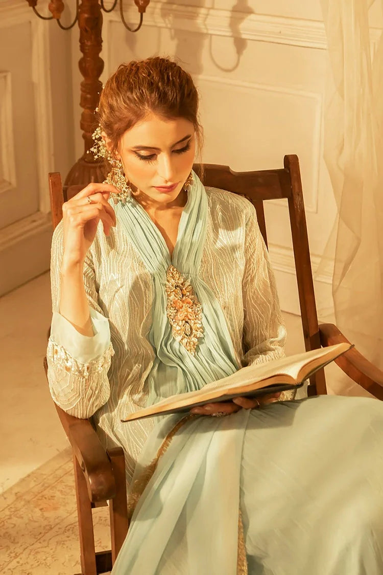 Picture of Manahils - Safiyya RTW Collection - Aqua-109 - Available at Raja Sahib