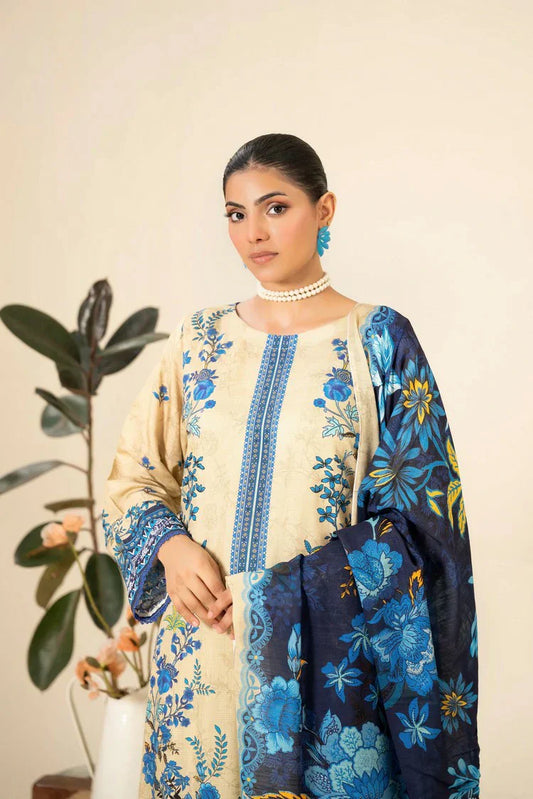 Lala - Lala Vintage Viscose Bana Dora Collection Vol 1 - LS-0415-Sand & Sapphire - Unstitched