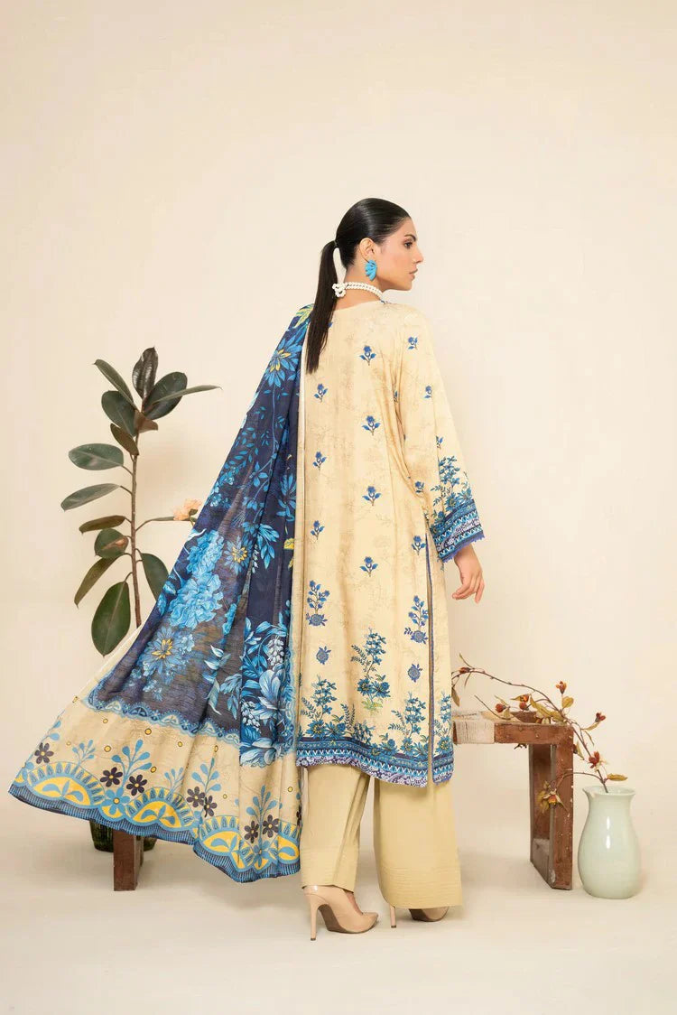 Lala - Lala Vintage Viscose Bana Dora Collection Vol 1 - LS-0415-Sand & Sapphire - Unstitched