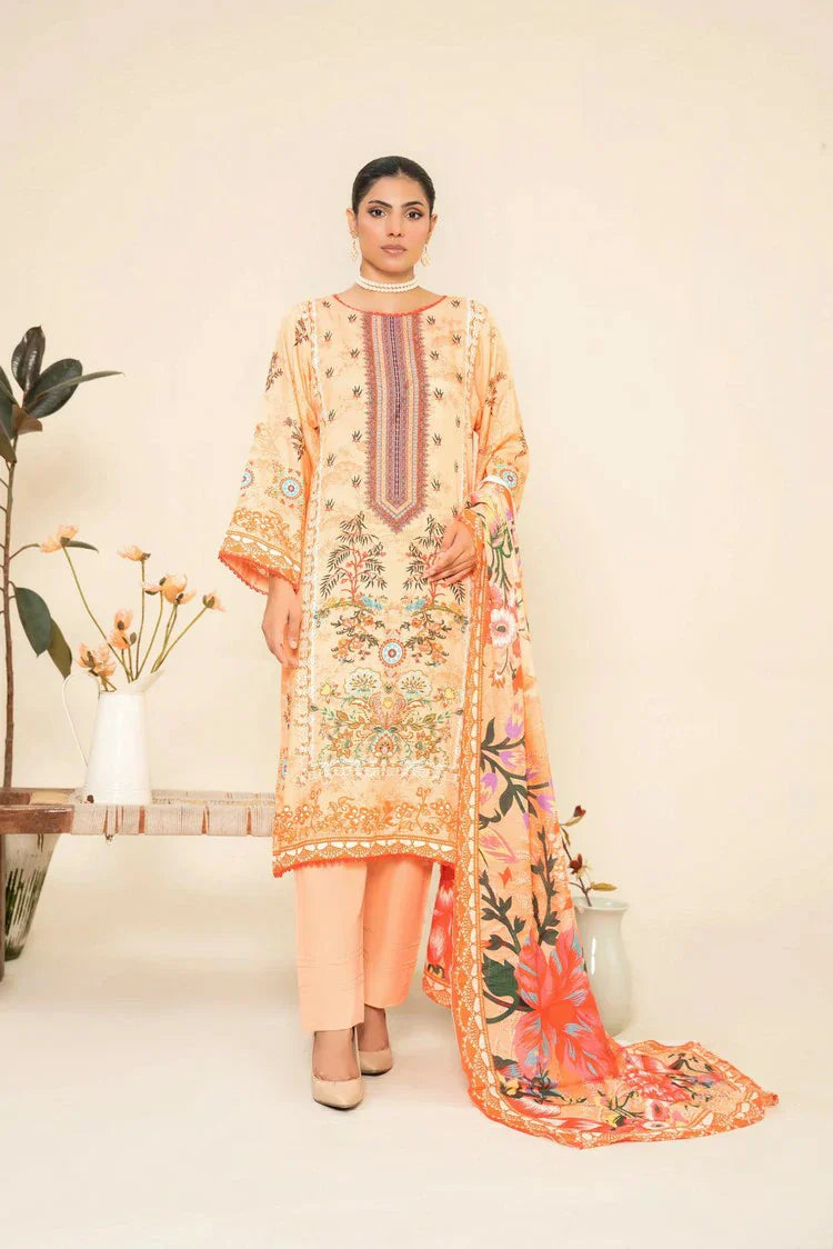 Lala - Lala Vintage Viscose Bana Dora Collection Vol 1 - LS-0419-Flamingo Veil - Unstitched