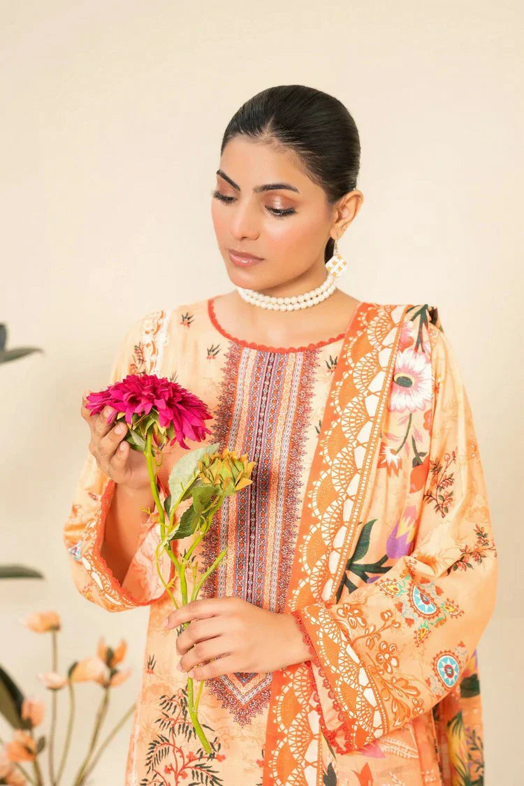 Lala - Lala Vintage Viscose Bana Dora Collection Vol 1 - LS-0419-Flamingo Veil - Unstitched