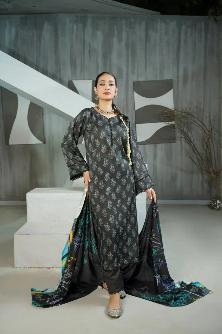 Lala - Sana Samia Winter Slub Collection Vol 1 - LS-0421-Shadow Slate - Unstitched