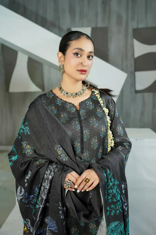 Lala - Sana Samia Winter Slub Collection Vol 1 - LS-0421-Shadow Slate - Unstitched