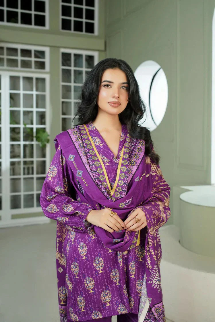 Lala - Sana Samia Winter Slub Collection Vol 1 - LS-0422-Regalia Purple - Unstitched