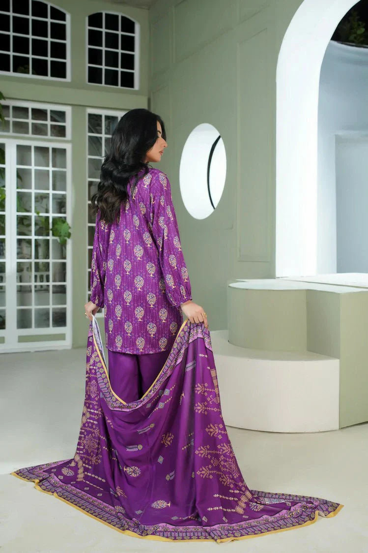 Lala - Sana Samia Winter Slub Collection Vol 1 - LS-0422-Regalia Purple - Unstitched