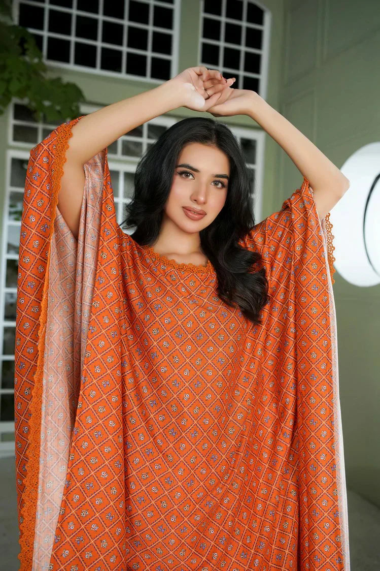 Lala - Sana Samia Winter Slub Collection Vol 1 - LS-0423-Terracota Veil - Unstitched