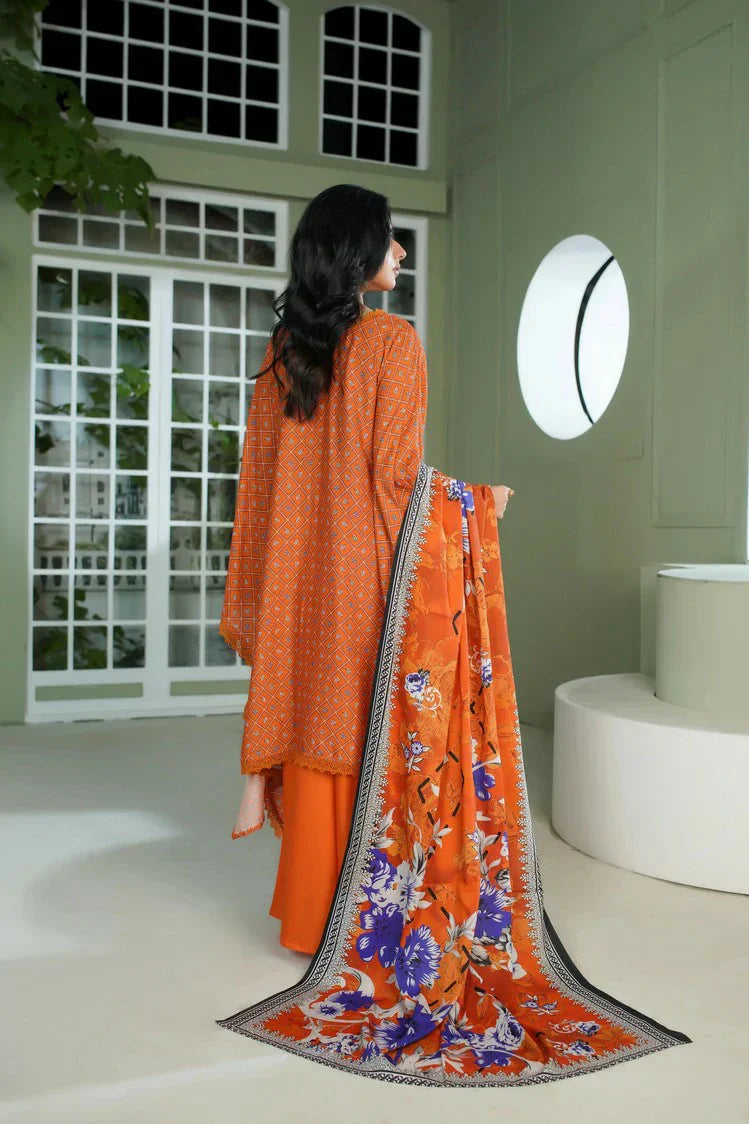 Lala - Sana Samia Winter Slub Collection Vol 1 - LS-0423-Terracota Veil - Unstitched