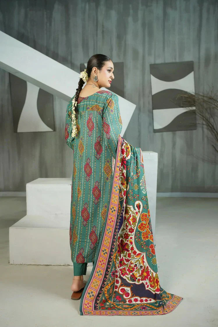 Lala - Sana Samia Winter Slub Collection Vol 1 - LS-0424-Muted Fern - Unstitched