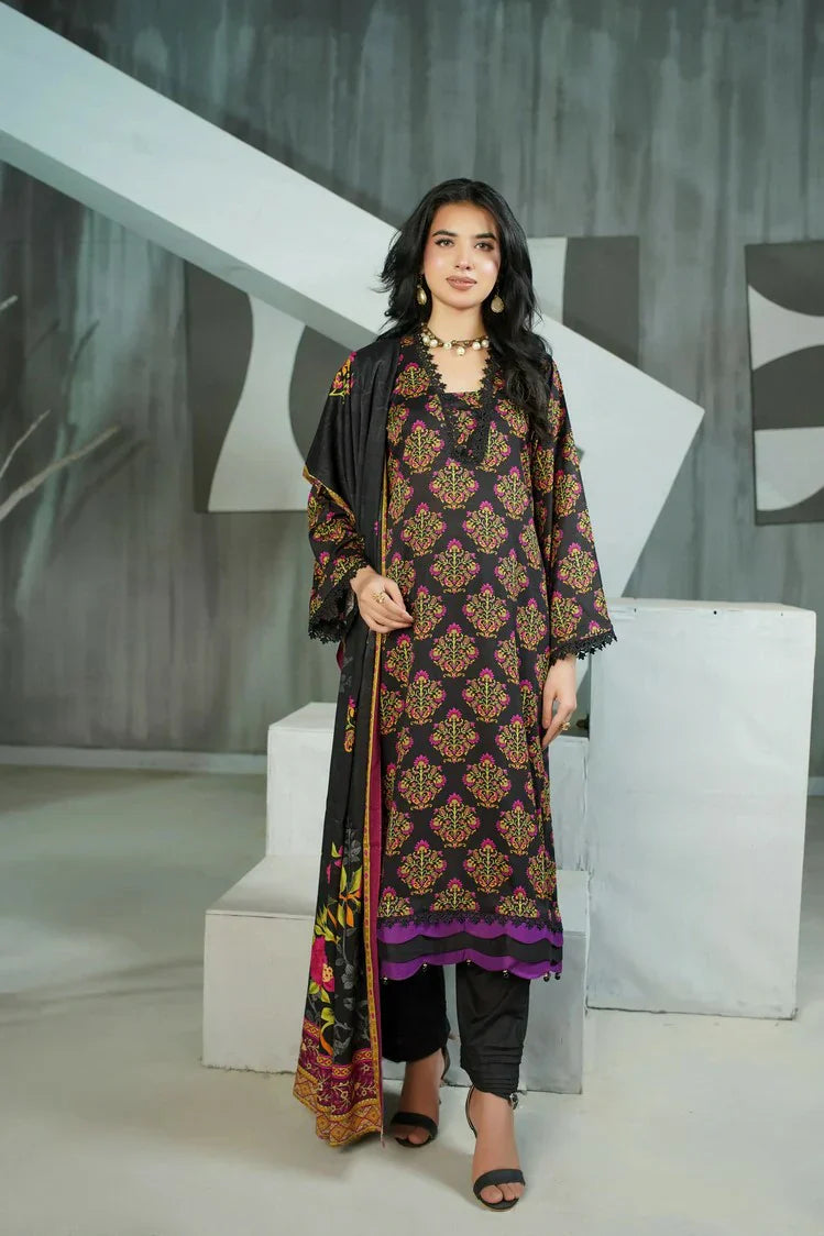 Lala - Sana Samia Winter Slub Collection Vol 1 - LS-0425-Black Ember - Unstitched