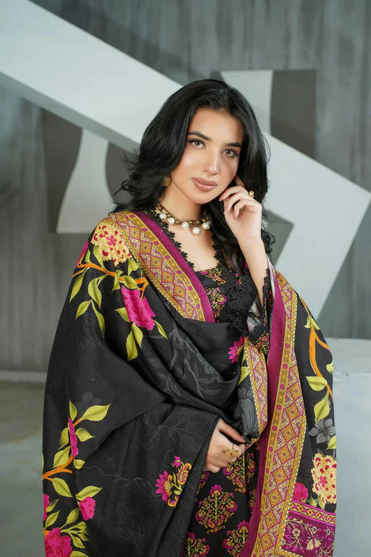 Lala - Sana Samia Winter Slub Collection Vol 1 - LS-0425-Black Ember - Unstitched