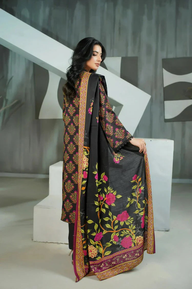 Lala - Sana Samia Winter Slub Collection Vol 1 - LS-0425-Black Ember - Unstitched