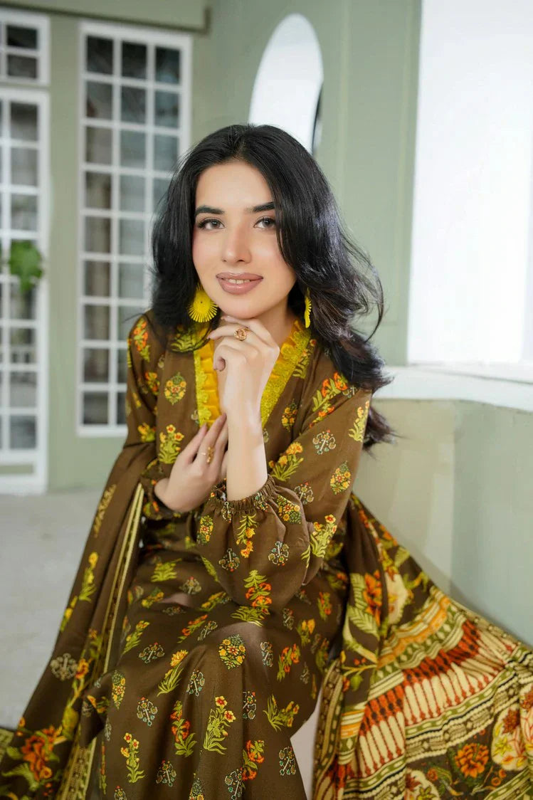 Lala - Sana Samia Winter Slub Collection Vol 1 - LS-0426-Dusty Moss - Unstitched