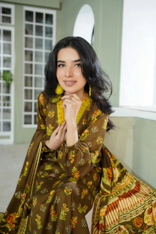 Lala - Sana Samia Winter Slub Collection Vol 1 - LS-0426-Dusty Moss - Unstitched