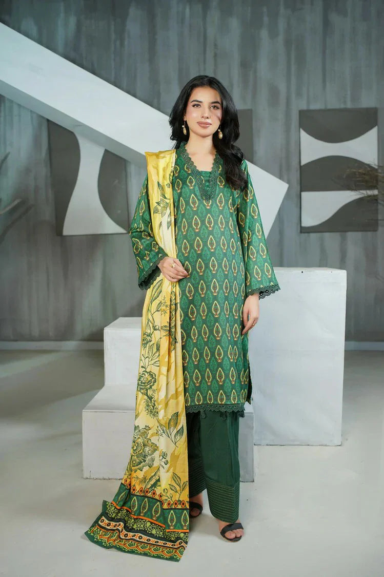 Lala - Sana Samia Winter Slub Collection Vol 1 - LS-0428-Jade Mist - Unstitched