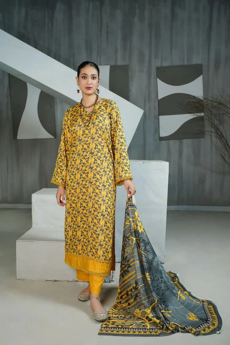 Lala - Sana Samia Winter Slub Collection Vol 1 - LS-0429-Honey Slate - Unstitched