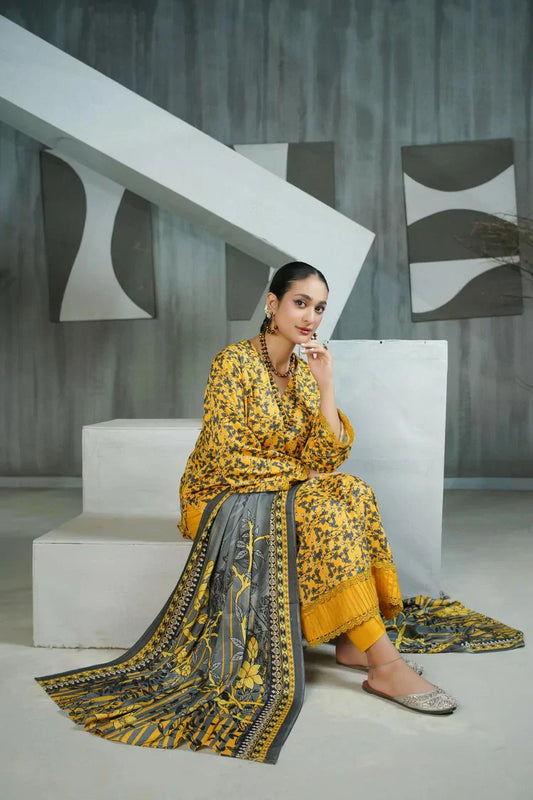 Lala - Sana Samia Winter Slub Collection Vol 1 - LS-0429-Honey Slate - Unstitched