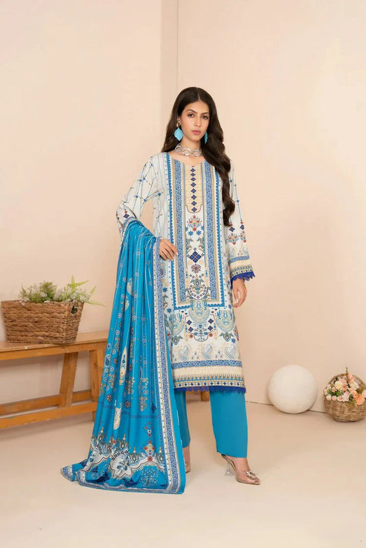Lala - Mahee Doria Linen Collection Vol 1 - LS-0407-Ice Whisper - Unstitched