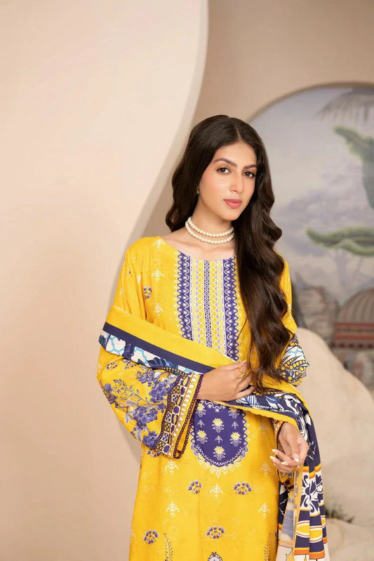 Lala - Mahee Doria Linen Collection Vol 1 - LS-0410-Golden Navy - Unstitched