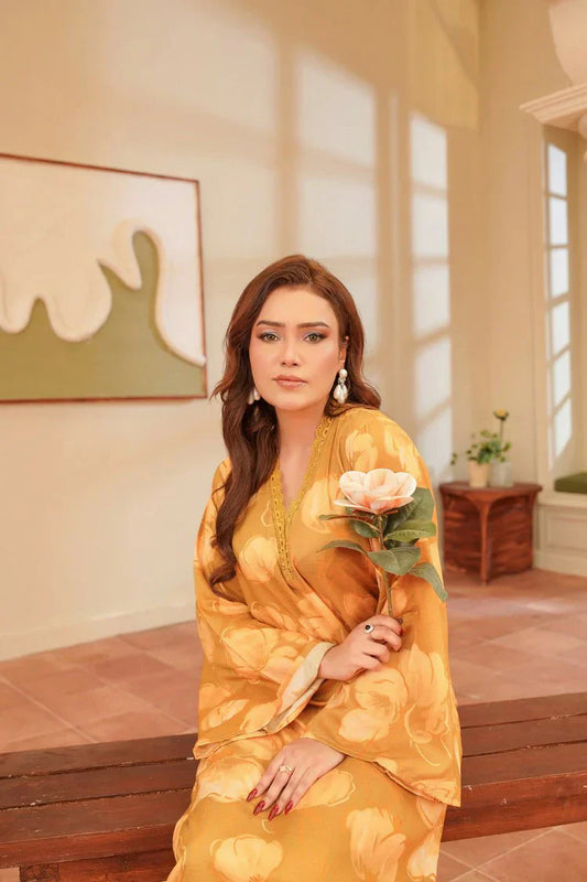 Lala - Sana Samia 2PC Winter Elegant Rod Collection - LS-0433-Caramel Radiance - Unstitched