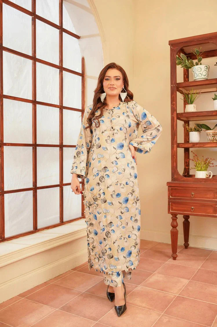 Lala - Sana Samia 2PC Winter Elegant Rod Collection - LS-0438-Moonlit Nude - Unstitched