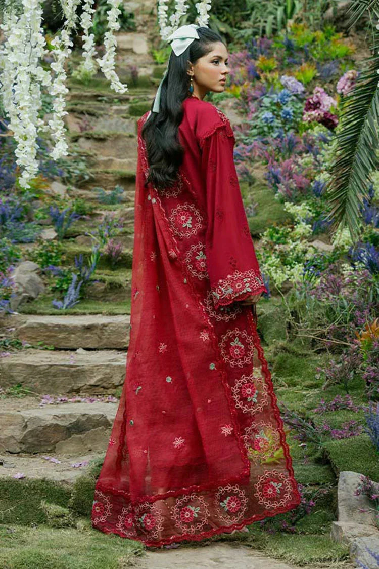 Picture of Zevk - Flora Festive Lawn Vol 2 - 01 RED ROSE - Unstitched - Available at Raja Sahib