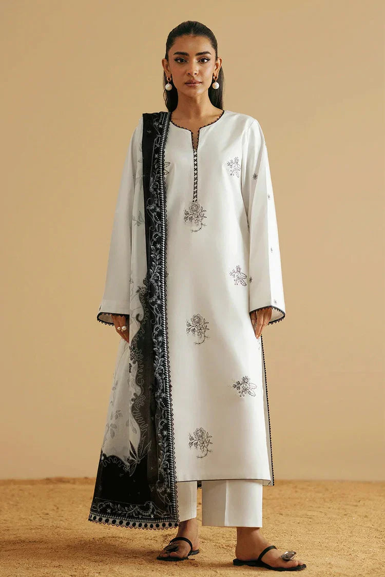Picture of Seran - Monochrome Luxury Lawn Collection - D07 IVRA - Unstitched - Available at Raja Sahib